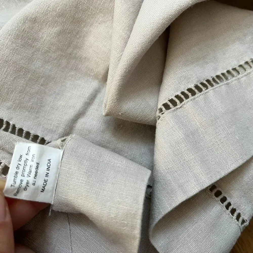 Tan Linen Cotton Blend Tablecloth 47